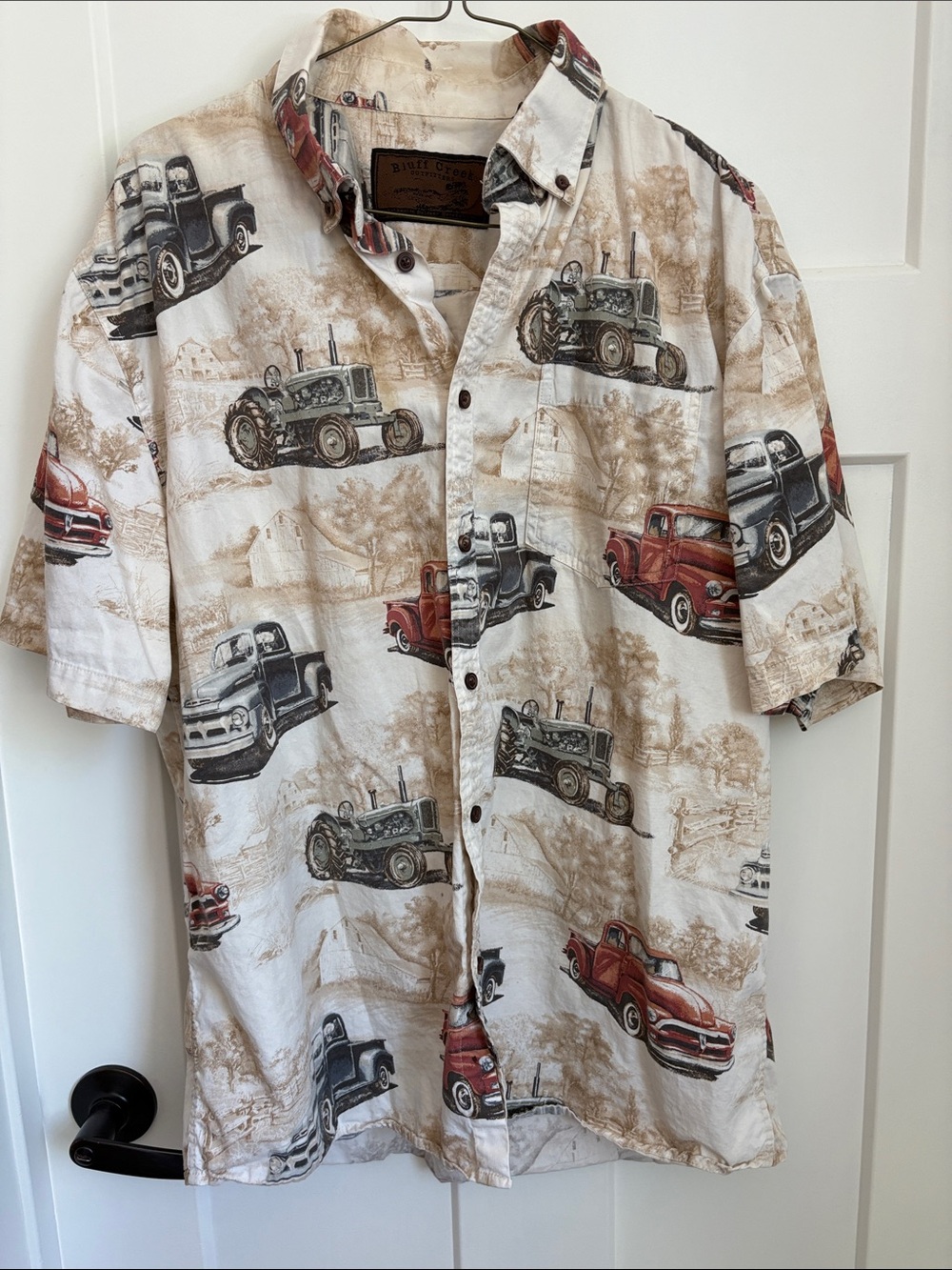 100% cotton Vintage Truck & tractor Print Short-Sleeve Shirt